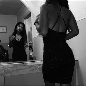 Black Sparkle Mini Dress